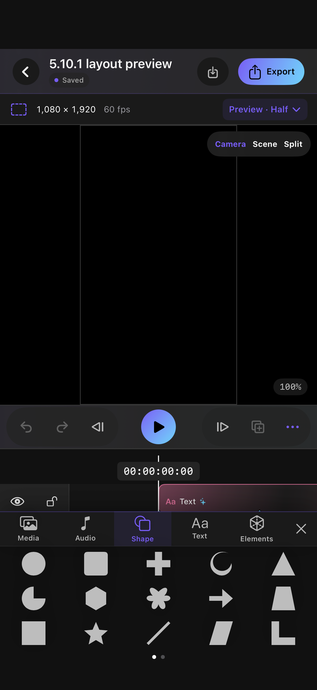 Soul Studio editor with its compact Shapes panel