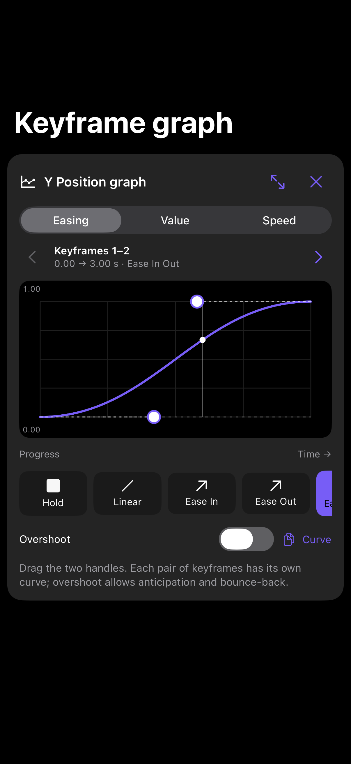 Soul Studio easing graph and curve presets