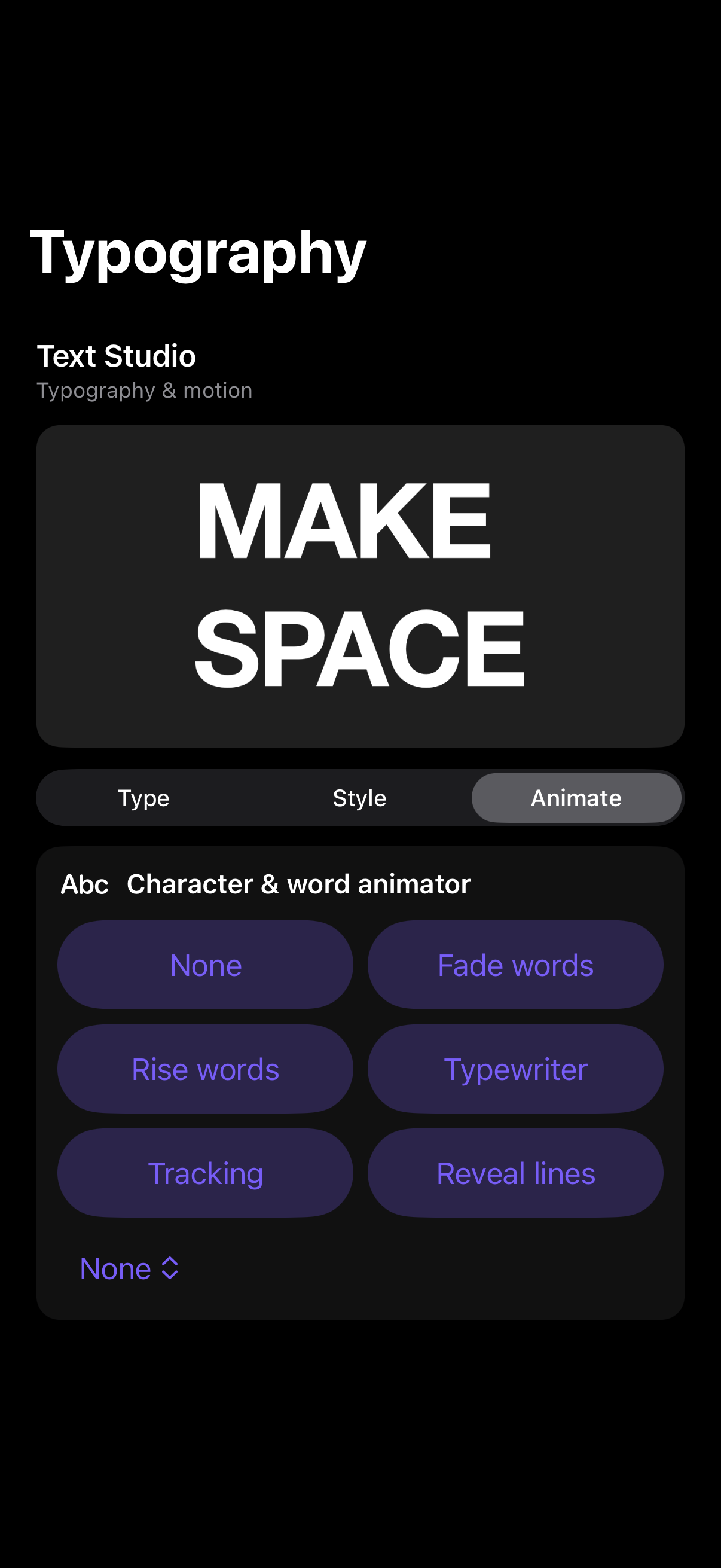Soul Studio text animation controls